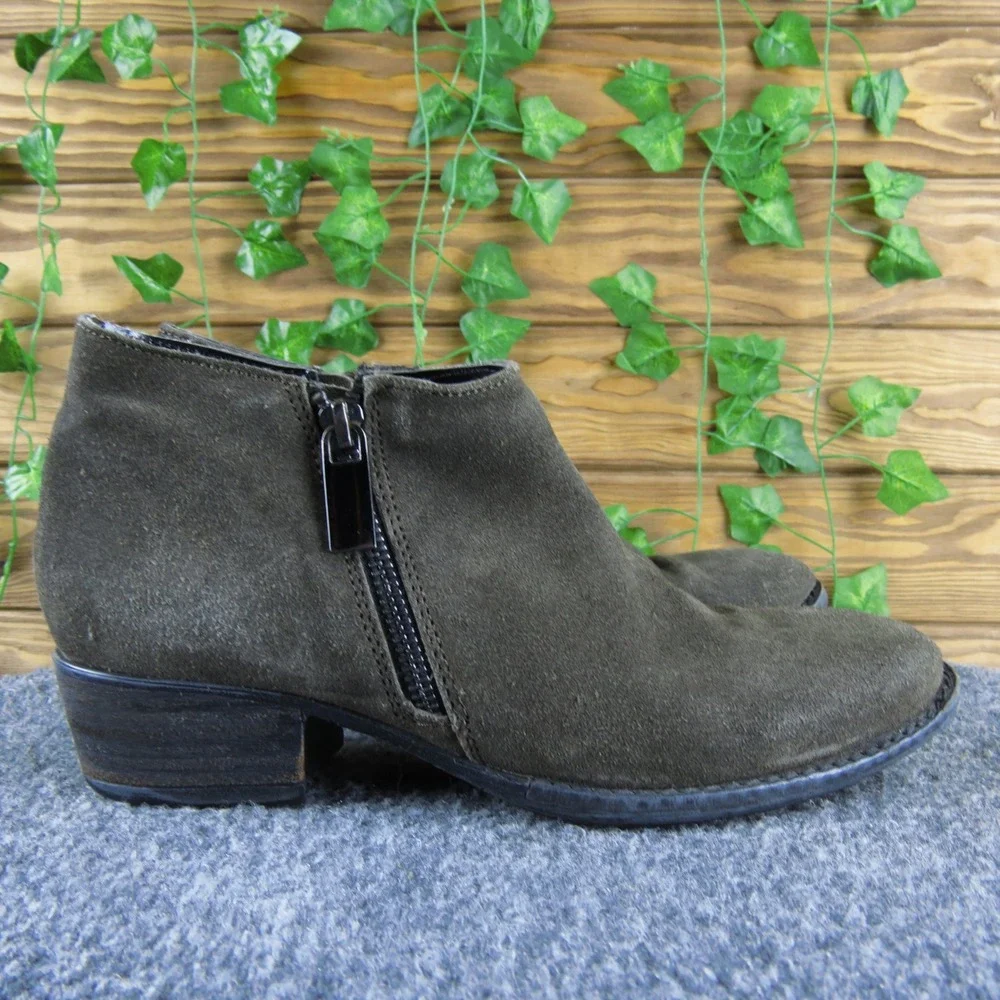 Caralone Women's 36 Brown Suede Ankle Boots Zip Side Low‎ Heel Casual Booties